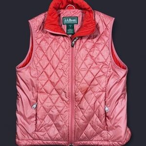 L.L Bean Pink Diamond Quilted Insulated Puffer Vest Women’s Small Soft Outdoors